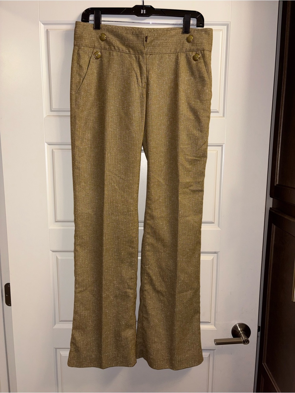 CAbi Gold Metallic Flare Trousers